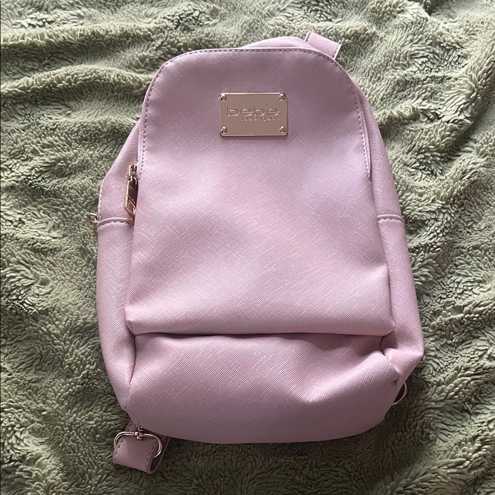 bebe Light Pink Mini Backpack with Gold-Tone Logo Plate. NWoT
